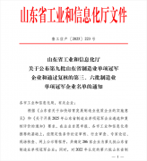 公司入選第九批山東省制